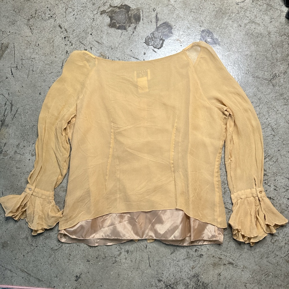Vintage fairycore boho whimsygoth ruffle sheer top ICE brand y2k size XL beige - Picture 6 of 8